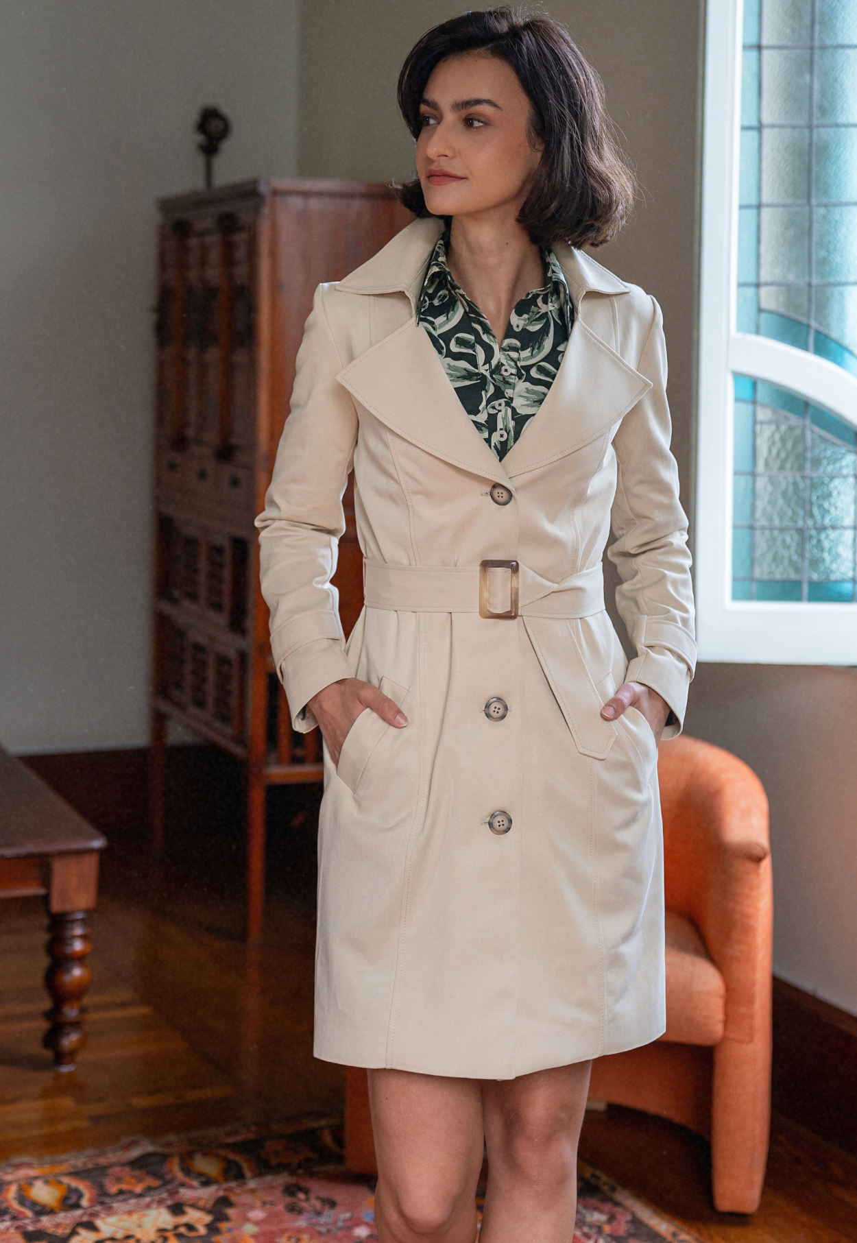 Naomi Beige Trench Coat