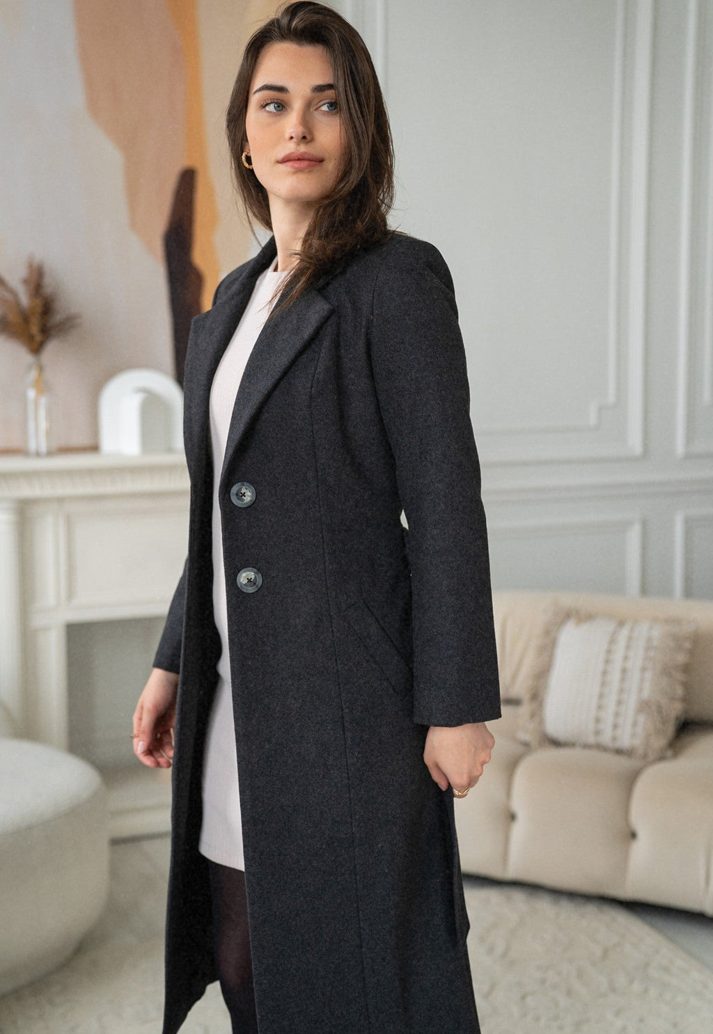 Valencia Grey Wool Coat