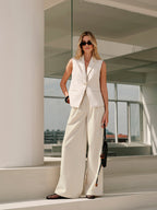 Cotton & Linen Mid-Waist Pants