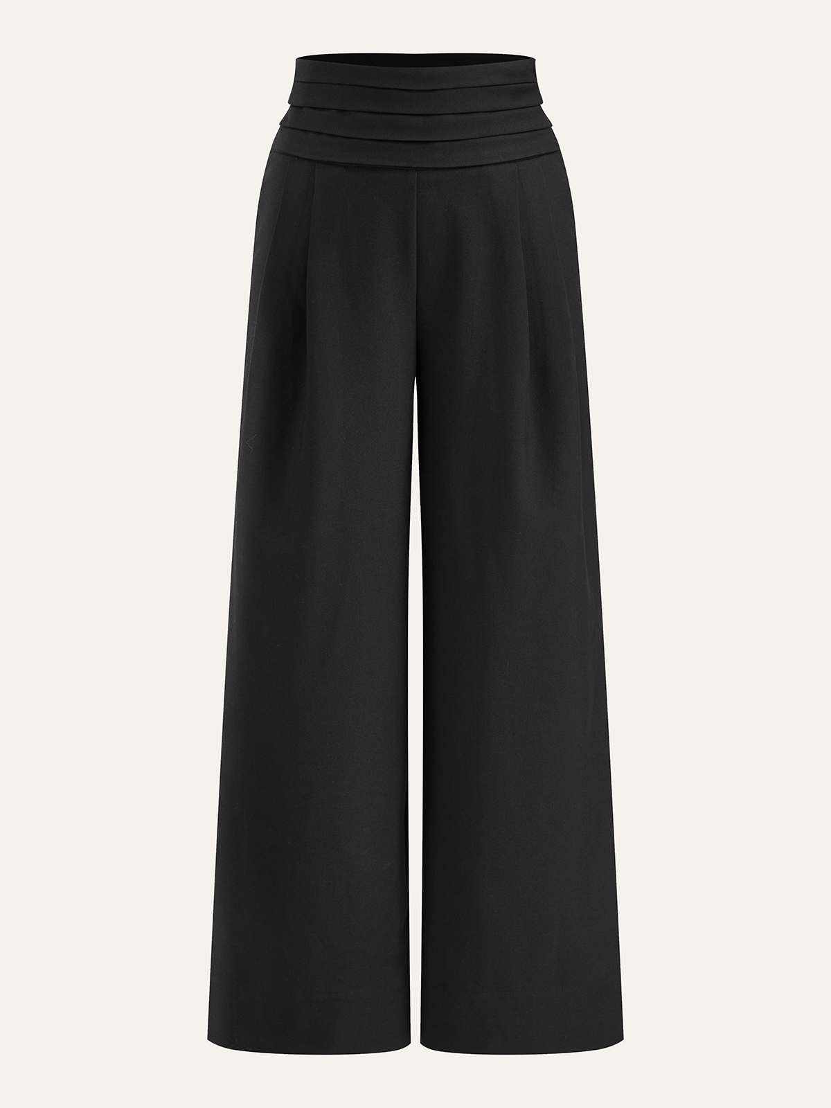 High-Waist Pleated-Waistband Wide-Leg Pants