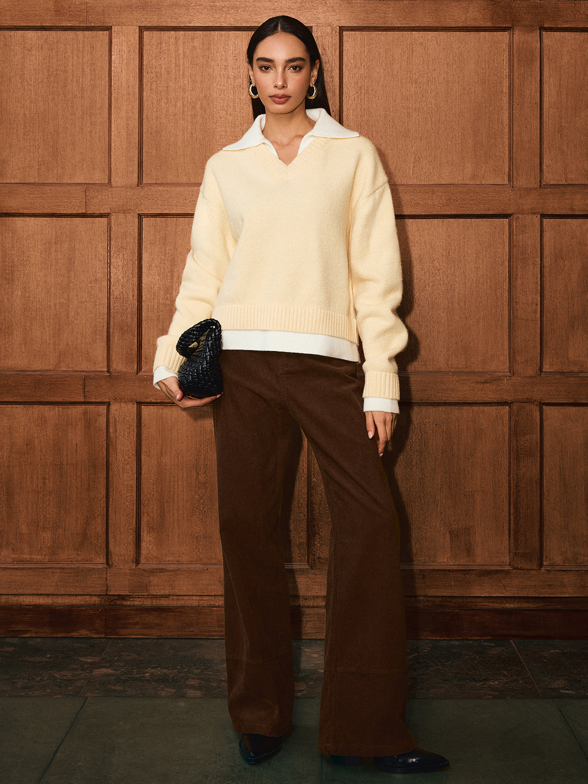 2 in 1 Polo Collar Layered Sweater