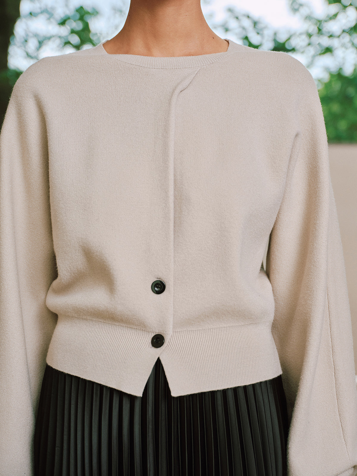 Button Detail Long Sleeve Sweater