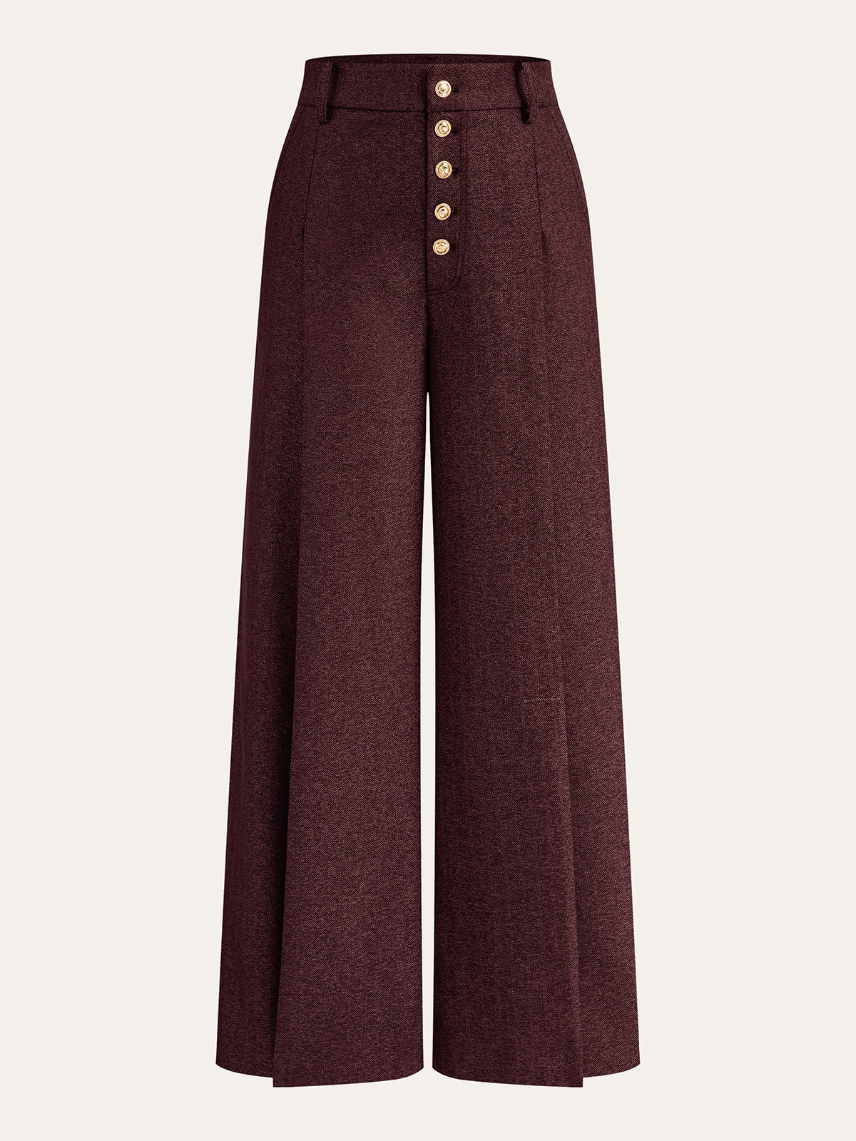 High-Waisted Button-Front Wide-Leg Pants
