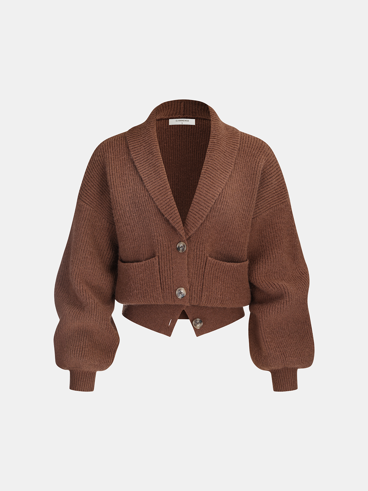 Ribbed Knit Cropped Shawl Collar Cardigan