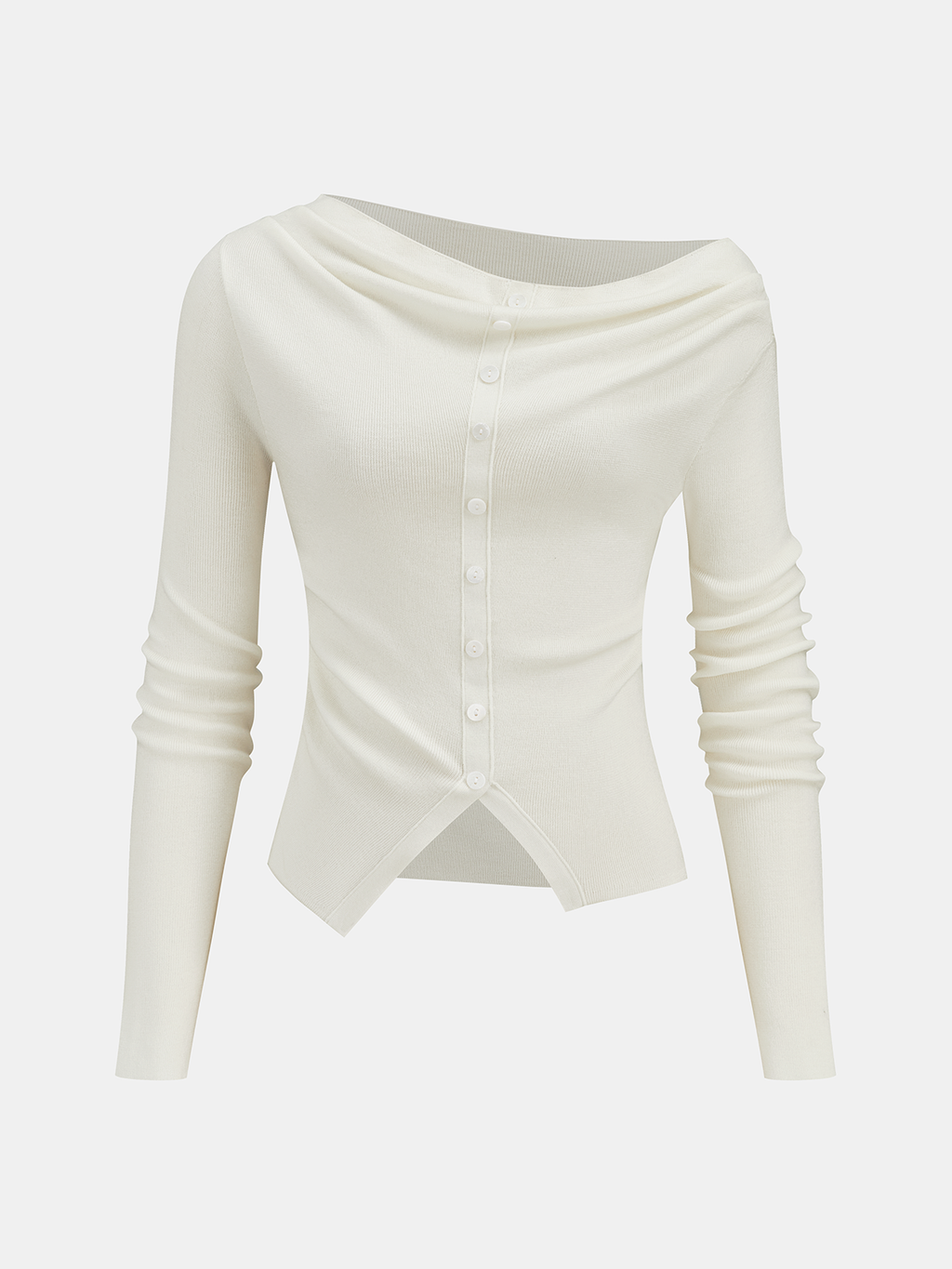 Wool-Blend Off-Shoulder Ruched Knit Top