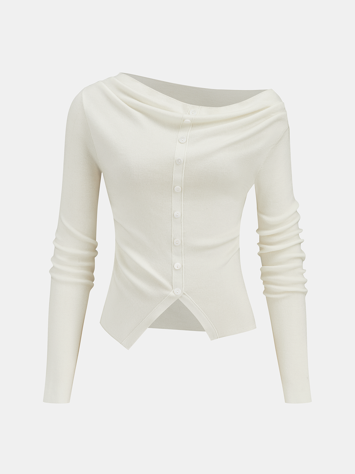 Wool-Blend Off-Shoulder Ruched Knit Top