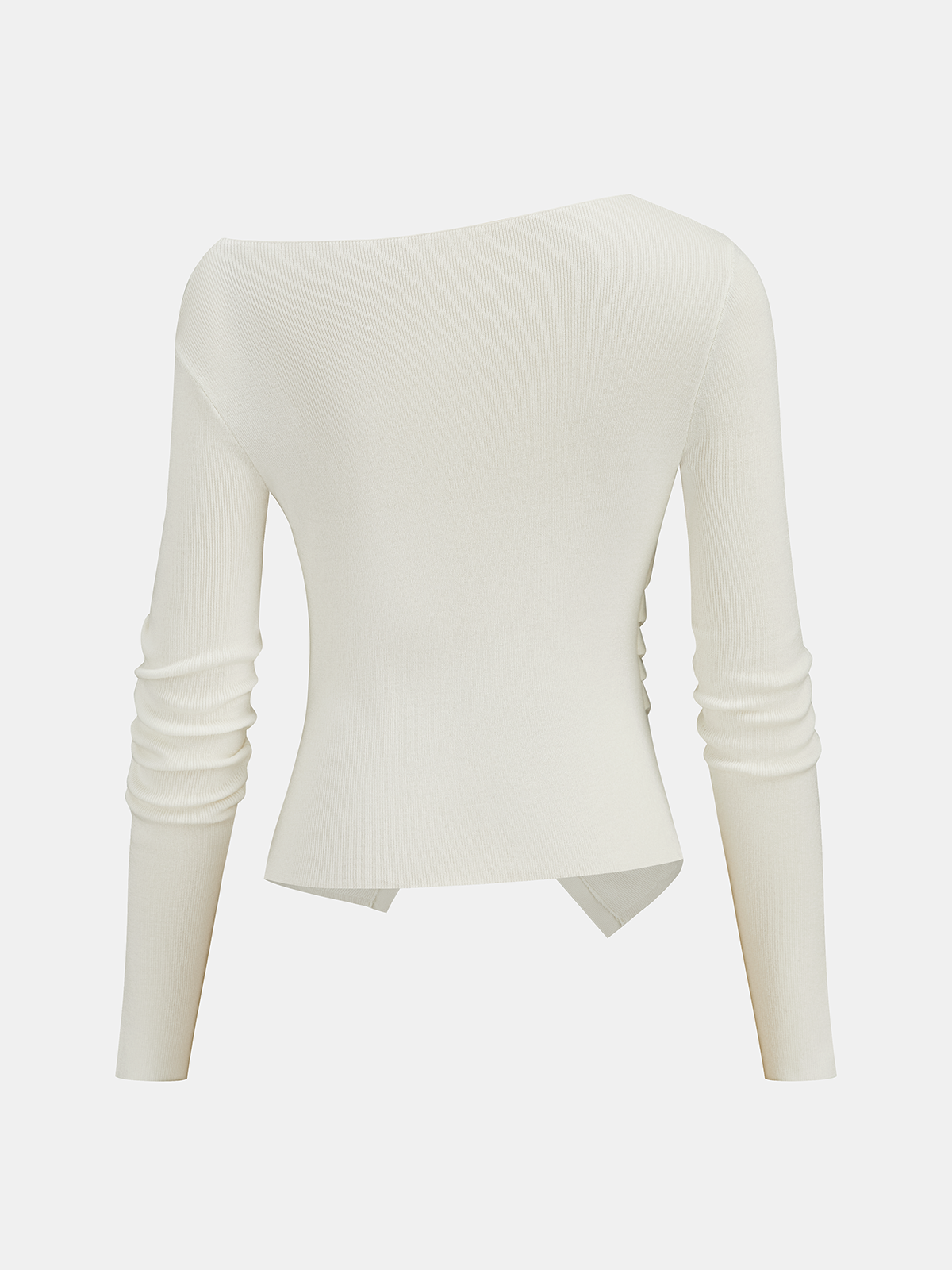 Wool-Blend Off-Shoulder Ruched Knit Top