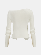 Wool-Blend Off-Shoulder Ruched Knit Top