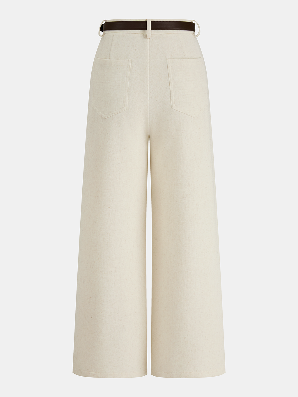 Belted Linen-Blend Wide-Leg Pants