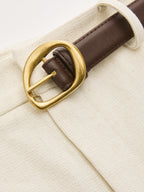 Belted Linen-Blend Wide-Leg Pants