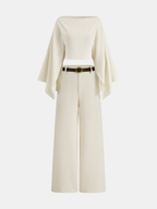 Belted Linen-Blend Wide-Leg Pants